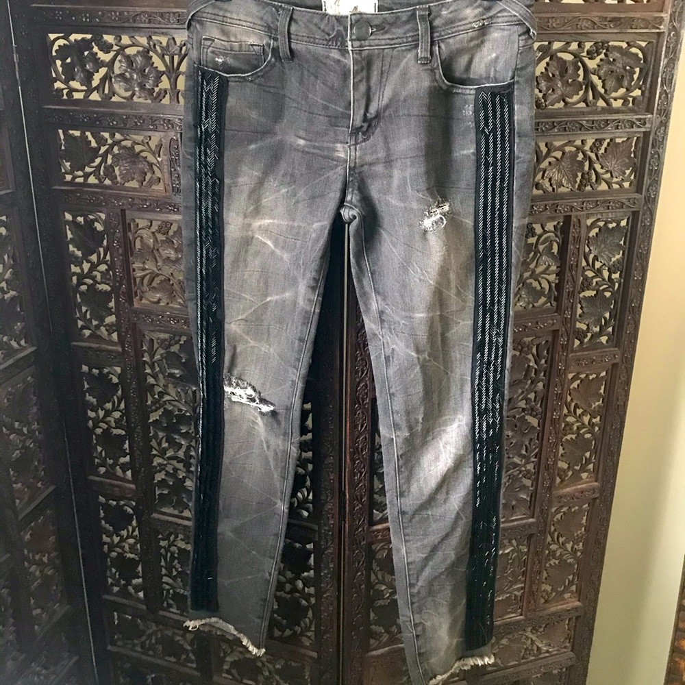 FREE PEOPLE Ankle Length Jeans- Sequin Accent sz26